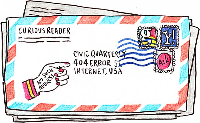 A letter addressed to '404 error street'